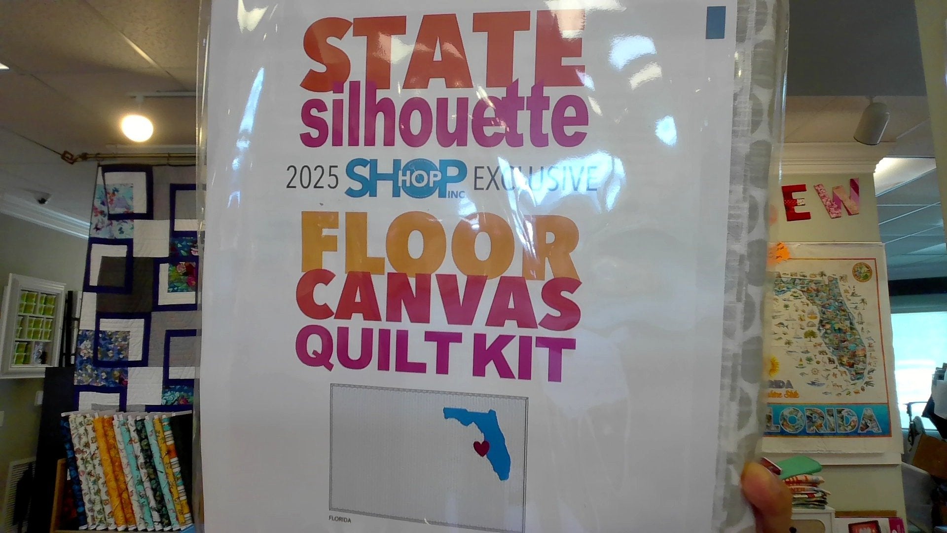 State Silhouette 2025 Shop Hop Exclusive Floor Canvas Quilt Kit-Green/Orange