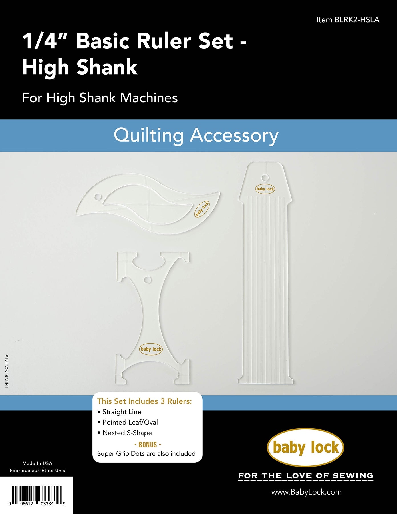 BabyLock 1/4in Basic Ruler Set - High Shank