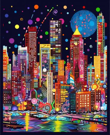 Metro Mirage 4155P-99 Black City Skyline Panel 36"