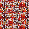 Spread The Word - Red Newspaper Snippets on Abstract Shapes