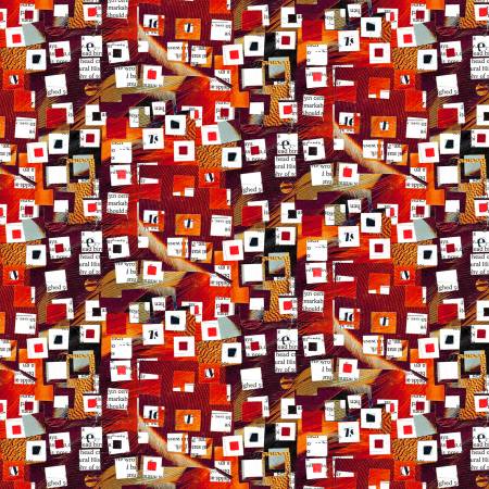 Spread The Word - Red Newspaper Snippets on Abstract Shapes