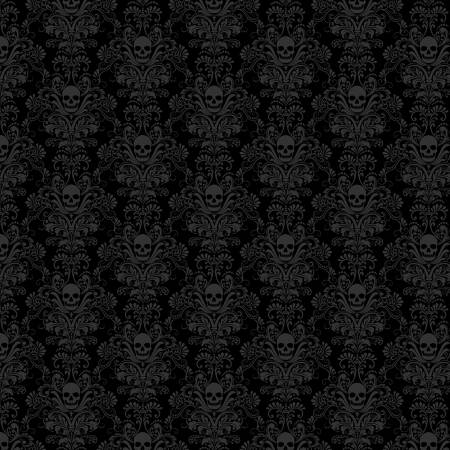 Black Skull Damask