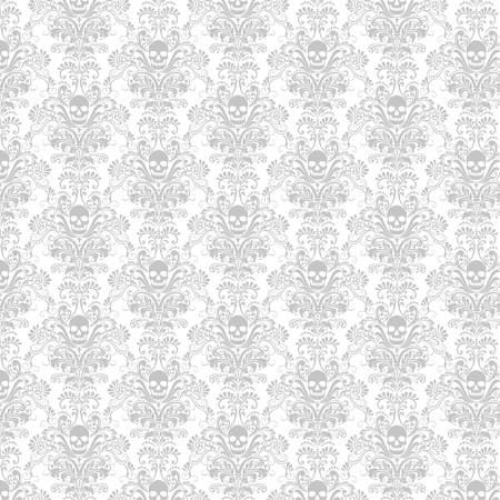 White Skull Damask
