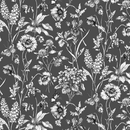 Slate Butterscup Floral Sketch FLEUR-CD1812 Slate