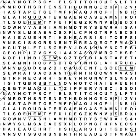 White Sewing Word Search SEW-CD2596