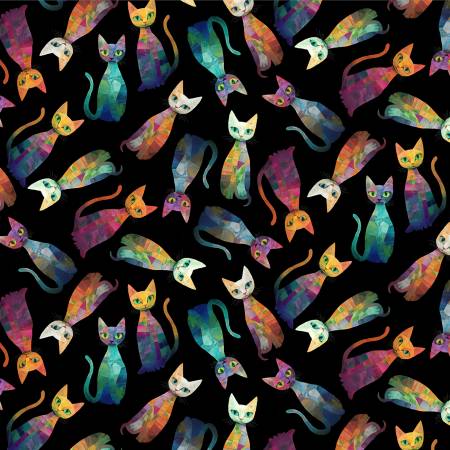 Black Tossed Quilt Cats CAT-CD4003