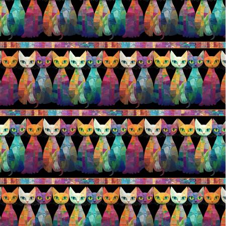 Black Quilt Cats 11in Stripes CAT-CD4005