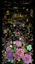 Black Asian Floral Butterfly Panel 24In