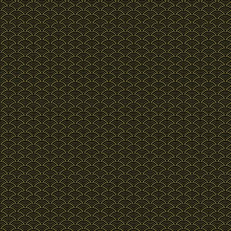 Black Japanese Seigaiha Metallic
