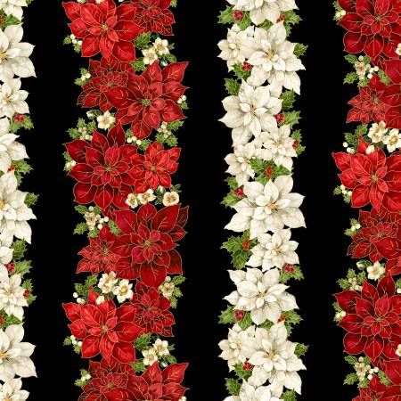 Black Poinsettias 11in Stripes