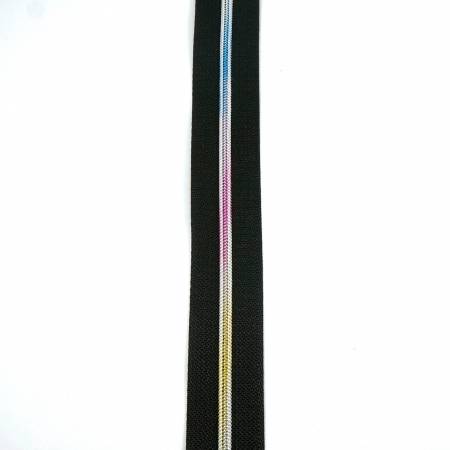#3 Emmaline Zippers-by-the-Yard 10yds Black Rainbow Teeth