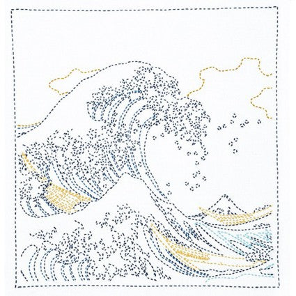 Sashiko Kit Great Waves White