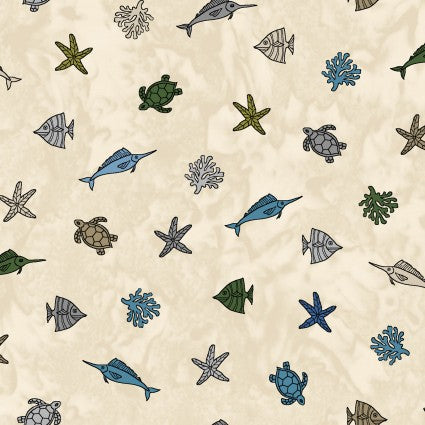 Turtle Bay - Ecru Mini Sealife (9530-E)
