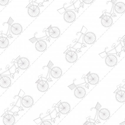 Kimberbell Vintage Boardwalk - Diagonal Bikes White/Grey (9716-UWK)