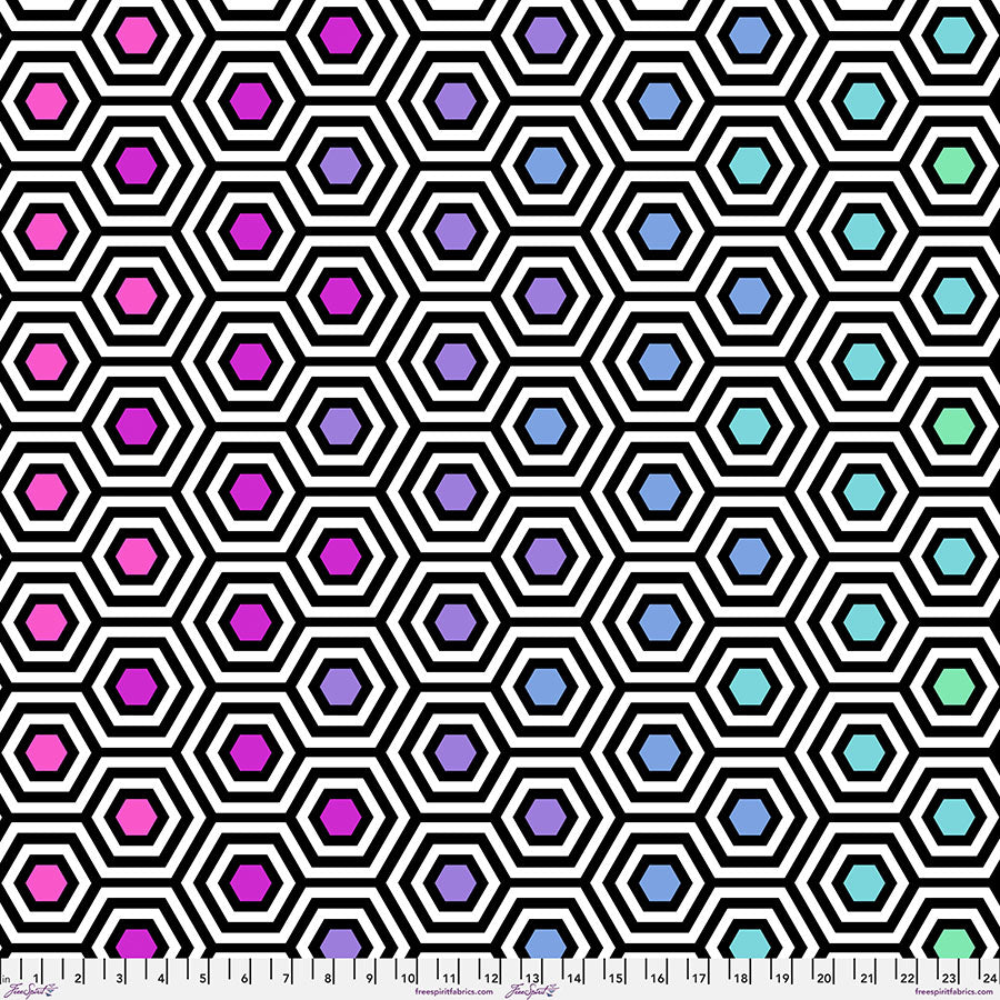 Backing Fabric - Rainbow Hexy XL - QBTP012.Ink || Tula's True Colors Quilt Backs