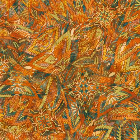 Golden Feathers Saffron Metallic