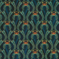 Golden Feathers Lattice Navy Metallic