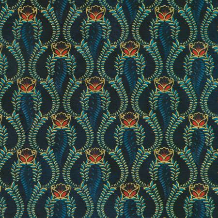 Golden Feathers Lattice Navy Metallic