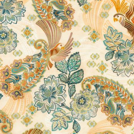 Golden Feathers Floral Parchment Metallic