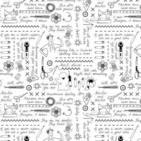 QUILTY HELPURRS White Sweary Stitching