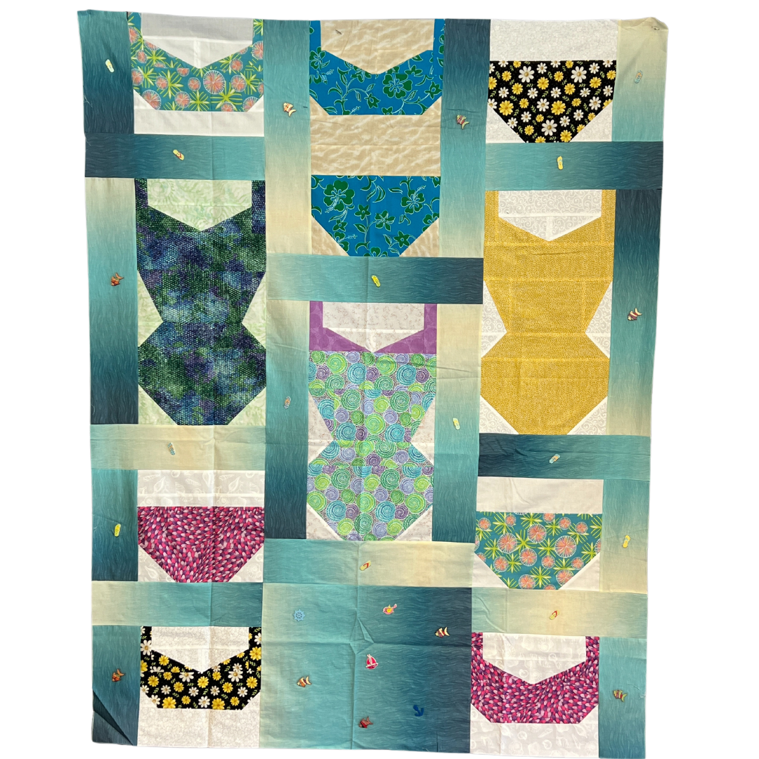 Swimsuits 45" x  56" Pieced Flimsy (not quilted) - Shop Sample