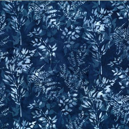 Bali Batik Leafy Branches - Navy