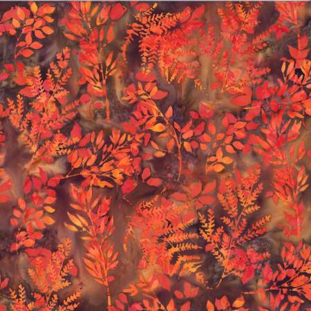 Bali Batik Leafy Branches - Cayenne