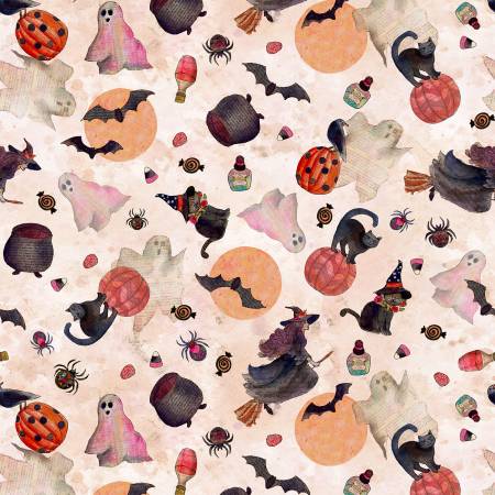 Pale Peach Halloween Digital Halloween Toss