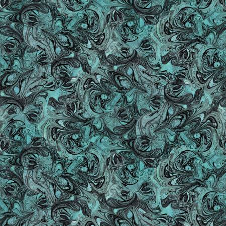 Faboolous: Teal Halloween Digital Marbling