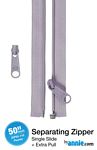 50in Separating Zipper + Extra slide - Pewter